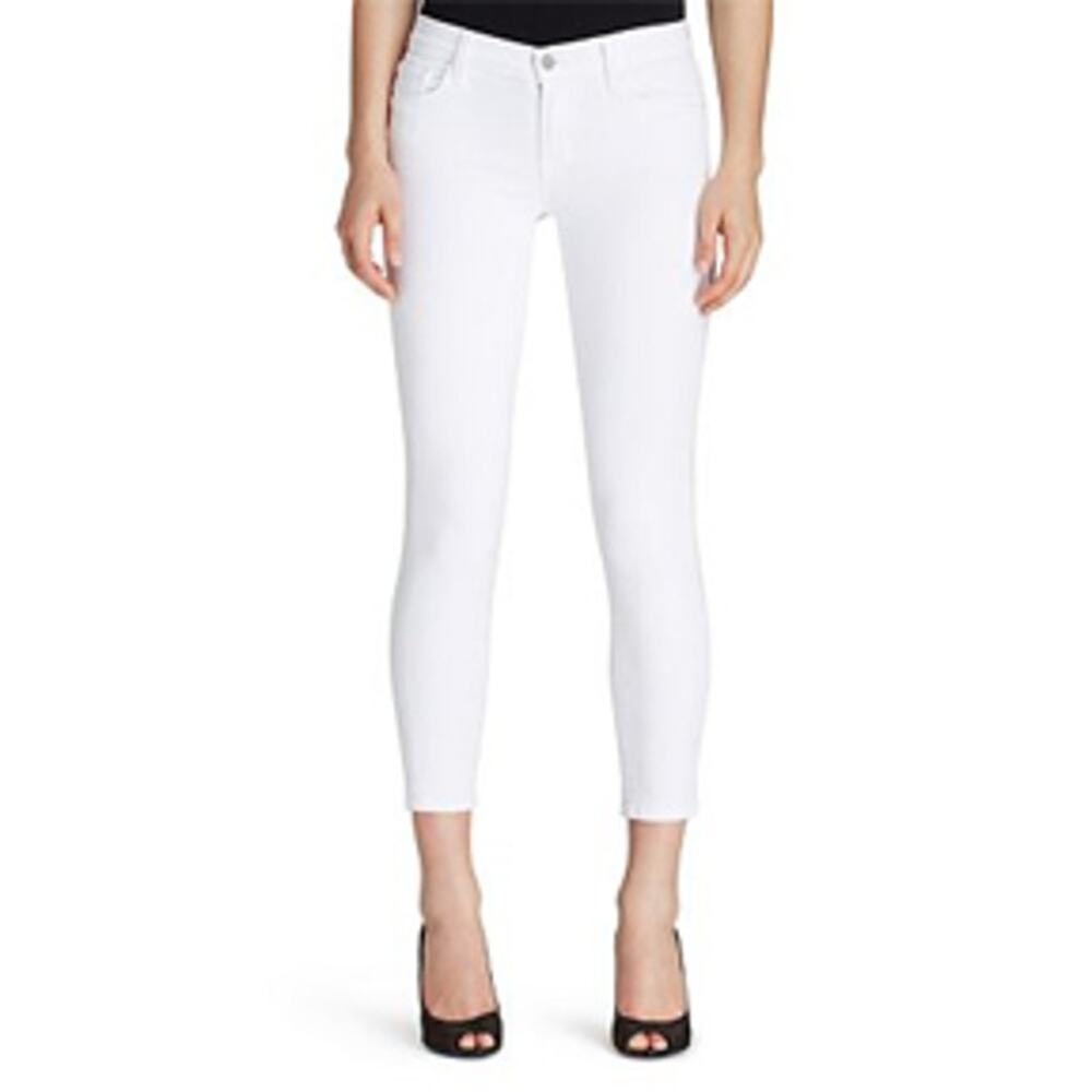 J Brand Skinny Crop Women 31 Mid Rise White Fray Hem Denim 3910c070 USA Made